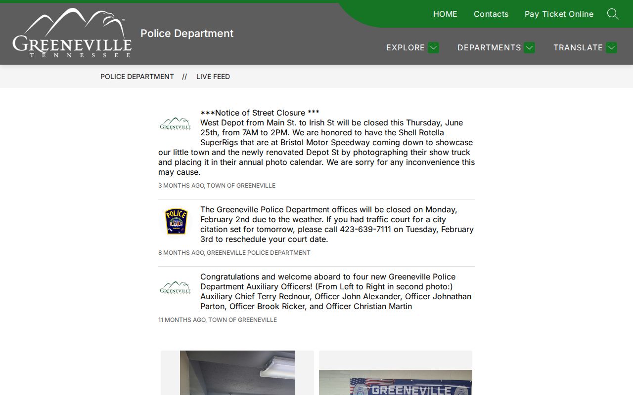Greene County traffic warrant records: official Greeneville city-citation court notice
