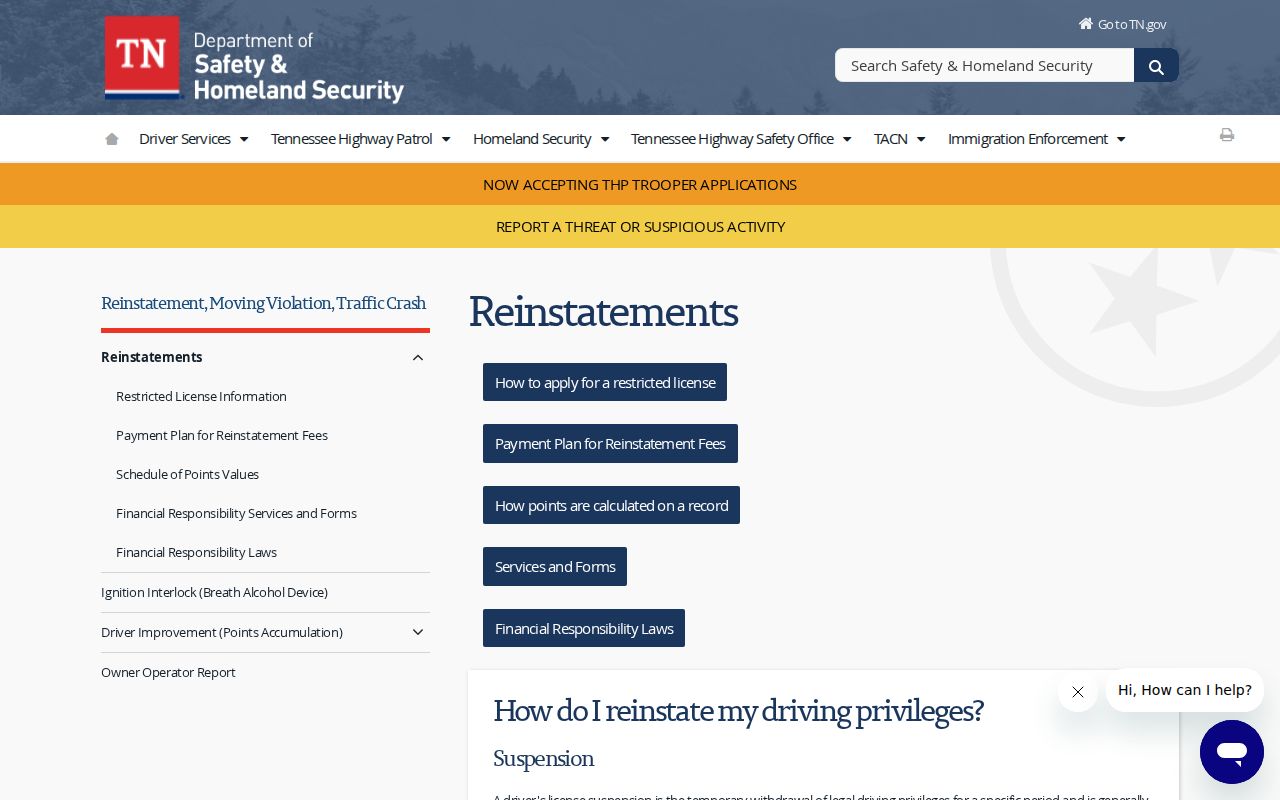 Greene County traffic warrant records: Tennessee license reinstatement guidance after a court notice