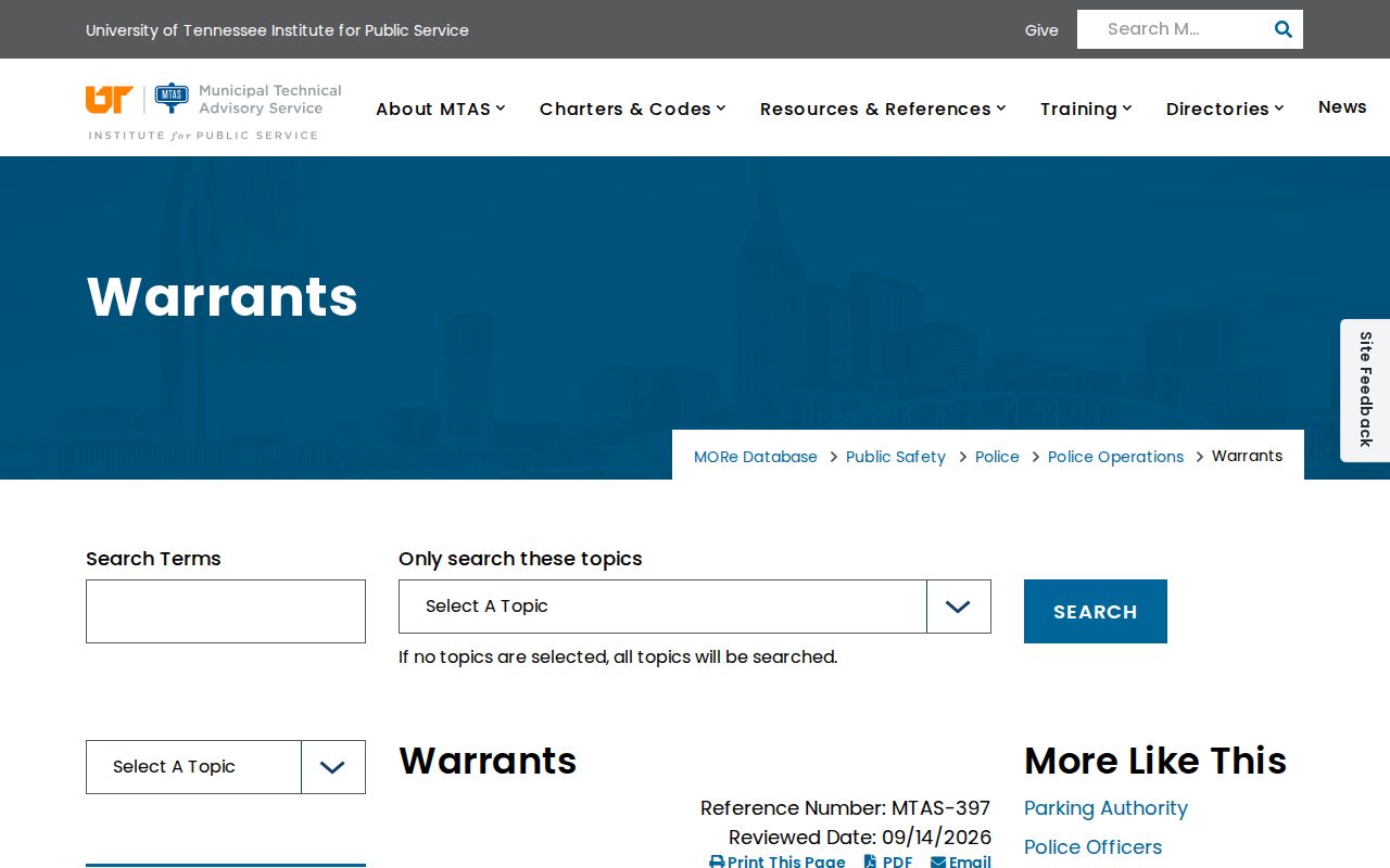 Greene County municipal court warrant records: Tennessee municipal-warrant service reference